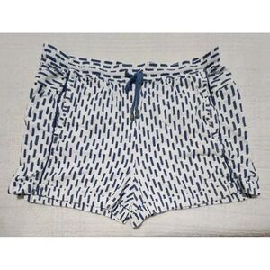 Anthropologie‎ Boho Paper Bag Shorts Women's Large White Blue Striped Tie Belt